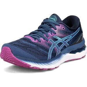 Asics Gel Nimbus 23  Low Top Athletic Running Shoes Blue /Pink Women Sz 9.5 WIDE